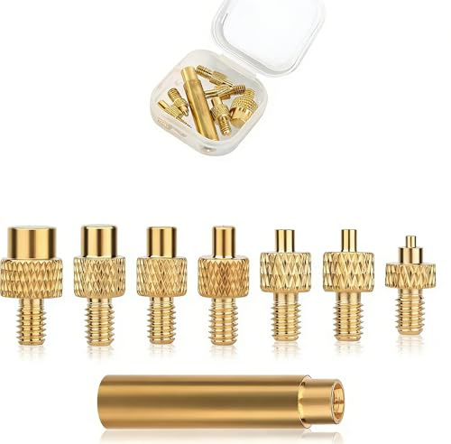 8PCS Soldering Iron Tips for Threaded Inserts M2 M2.5 M3 M4 M5 M6 M8 with 1 Soldering Iron Adapter,Heat-Set Insert Tips,Heat Set Inserts Tips Set for Plastic 3D Printer Components and DIY Projects