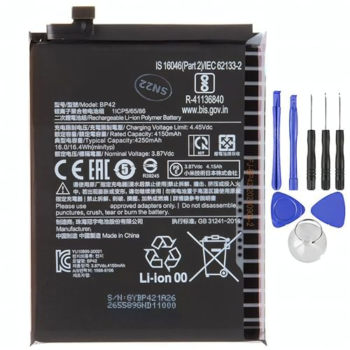 ELLENNE Akku für Xiaomi BP42 MI 11 Lite (4G/5G) 4250 mAh + Werkzeugset | Akku für Xiaomi Mi 11 Lite (4G/5G) BP42 - 4250 mAh - Neu mit Werkzeugsatz zur Demontage