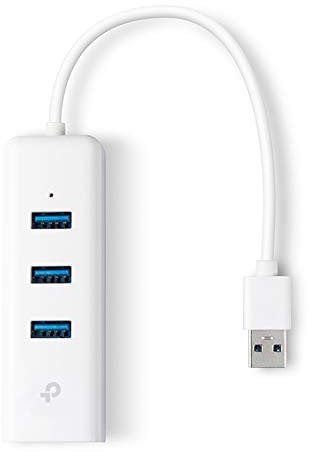 TP-Link UE330 3-Port USB 3.0 Hub and Gigabit Ethernet 2-in-1 USB Adapter, USB to RJ45 Lan Wired Adapter for Ultrabook, Chromebook, Plug and Play for Windows, MacOS 10.9/10.10, Linux OS