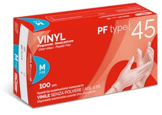 Glovely Guanto da esaminazione in polivinilcloruro (PVC), colore trasparente, senza polvere lubrificante, superficie liscia, idoneità alimentare - Taglia L