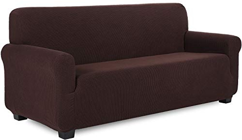 TIANSHU Housse de Canapé Extensible en Élasthanne, Housse Canapé Antidérapante Protege Canape Élastique, Protection Antisalissure pour Animaux de Compagnie Chats et Chiens (3 Places, Chocolat)