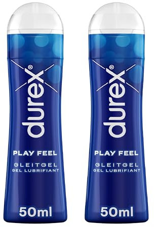 Durex Play Feel Gleitgel auf Wasserbasis - Leichtes, seidiges Gleitmittel für gefühlsechtes Empfinden in der praktischen Dosierflasche, (2 x 50 ml), 100 ml