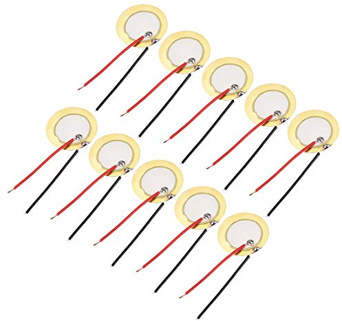 sourcing map Piezo-Discs, 20 mm, akustische Tonabnehmer, Transducer, vorverdrahtet, Mikrofon, Trigger CBG Gitarre, 10 Stück
