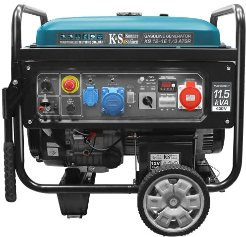 Könner & Söhnen KS 12-1E 1/3 ATSR - Stromerzeuger 18,5 PS, 4-Takt 1-Zylinder Benzinmotor mit Kupfer, E-Start, Notstromautomatik, Spannungsregler, 9200/8200 Watt