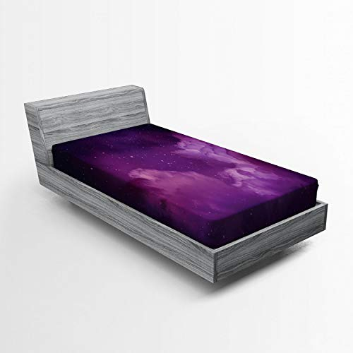 ABAKUHAUS Nebel Spannbetttuch, Cosmic Himmlische Sterne, Soft Dekorativer Stoff Bettwäsche Rund-um Elastischer Gummizug, 90 x 200 cm, Magenta Indigo