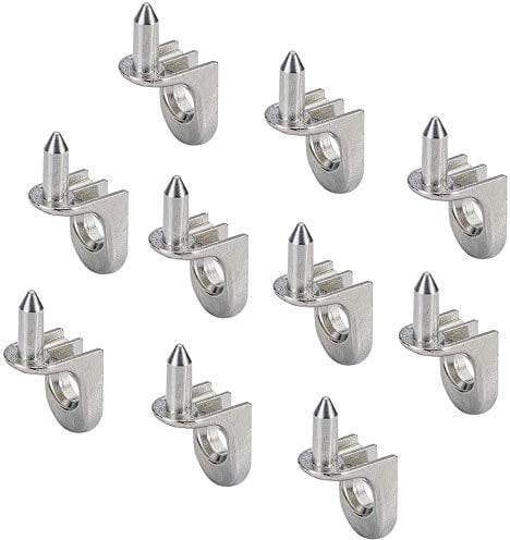 Gedotec Tablarträger Küche Fach-Bodenträger für Regalsystem, Schränke, Kasten & Wand-Regal - Sekura 7 | Bohr-Ø 5 mm | Regal-Halter aus Stahl vernickelt | 10 Stück - zum Regal-Stifte zum Einstecken