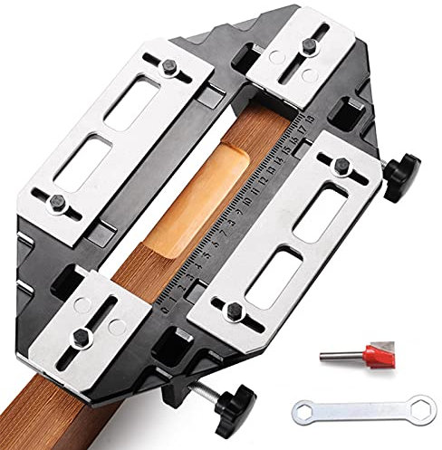 Wooden Door Hinge Jig, Aluminum Alloy Adjustable Woodworking Positioning Hole Opener, Locator Drilling Tool for Internal Door Hinges and Installation Lock Guide Slotting