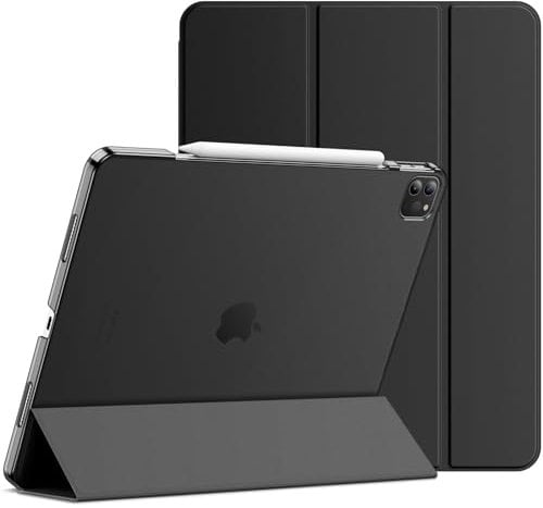 JETech Hülle für iPad Pro 12,9 Zoll (6./5. Generation, Modell 2022/2021), Unterstützung Pencil Aufladung, Abdeckung mit Auto Schlafen/Wachen (Schwarz)