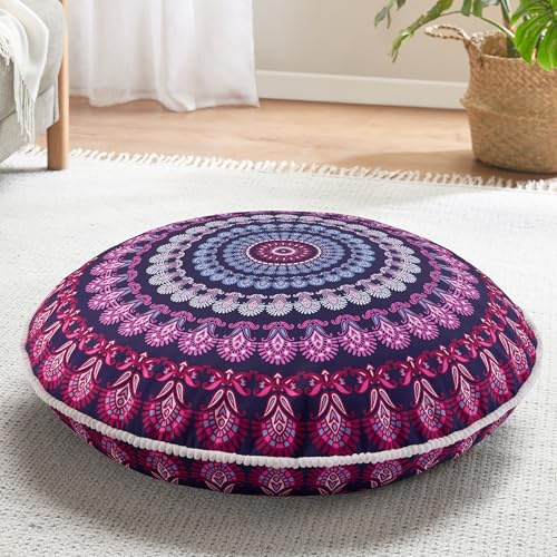 Codi 81,3 cm rundes Bodenkissen, großes Meditationskissen, Memory-Schaumstoff-Füllung, kreisförmig, Wurfkissen, lila Orchidee