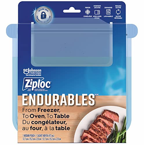 Ziploc Endurables - Sacchetto di medie dimensioni, 473 ml, in silicone riutilizzabile, da congelatore, al forno, al tavolo