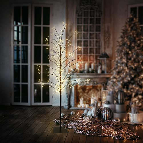 ECD Germany Árbol LED 150 cm con 360 LED Blanco Cálido Luces con Temporizador para Interior y Exterior IP44 Iluminación para con Ramas Flexibles Decoración de Navidad