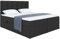 MEBLINI Boxspringbett mit Bettkasten - Gepolstert Doppelbett mit Matratze und Topper - Polsterbett mit Stauraum - Bett mit Kopfteil - Stauraumbett - NILS - 160x200 - H3/Schwarz Webstoff