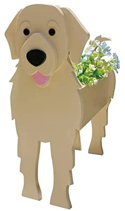 LIBOOI Dog Planter, Animal Flower Planter Pot for Outdoor Plants, Golden Retriever Gifts Women Men Lovers, Handmade Storage Container Planters Garden Decoration Cactus Office Home Gifts, 27 x 17.5 cm