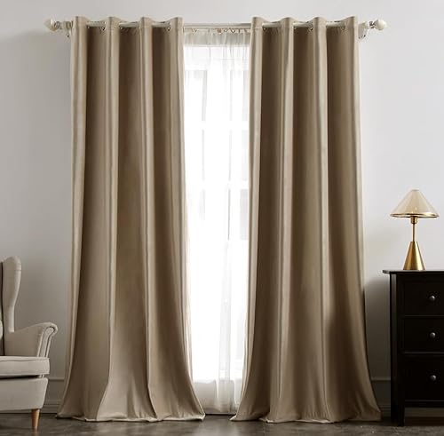 MIULEE Beige Samtvorhang Ösen 2er Set 140X290, Blickdichte Vorhänge Samt für Deko Schlafzimmer Wohnzimmer, Wunderschön Weich Vorhang Verdunkelung Velvet Curtains, Verdunkelnd Samt Gardinen Blickdicht