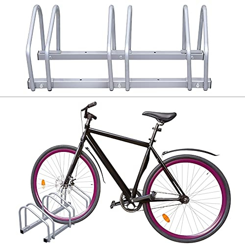 Joparri Fahrradständer, Mehrfachständer für je 3 Fahrräder, Abstellständer Fahrrad, Aufstellständer Bodenständer aus Stahl verzinkt, zur Boden- und Wandmontage, HBT 26 x 70.5 x 32 cm, Silber