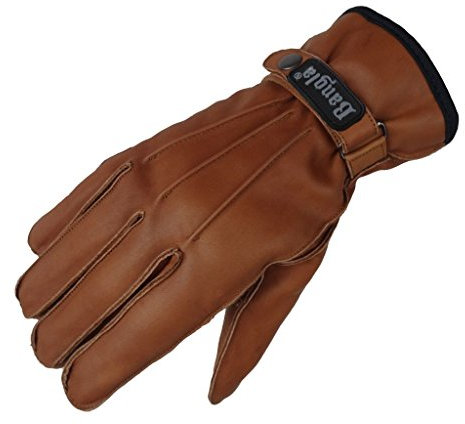 Bangla Herren Winter Leder Handschuhe Lederhandschuhe Braun mit Schnalle Neu Gr. L