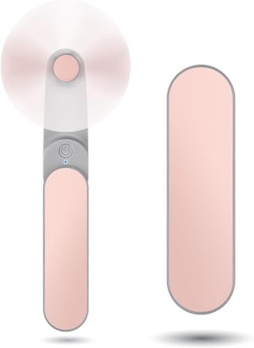 Venforze Mini Ventilador de Mano, Ventilador Portátil Silencioso Recargable de 2 Velocidades 9-15 Horas de Trabajo, Ventilador Pequeño para Viaje, Exterior, Interior y Maquillaje de Mujer (Rosa)