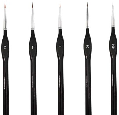 Fine Detail Paint Brushes, Thin Paint Brush Miniature Artist Acrylic Paint Brushes Set for Watercolor, Oil Painting, Art Painting, Nail Art, Scale Model Painting, Line Drawing (5Pcs-Black)
