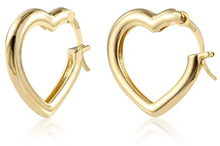ASH'S CHOICE Gold Heart Hoop Earrings for Women - 14K Goldplated Chunky Lightweight Thick Cute Hypoallergenic Small Hoops