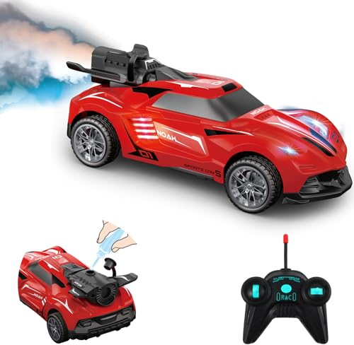 Pup Go Ferngesteuertes Auto Spielzeug mit Realistisch Schwanzspray und Licht für Kinder 3 4 5 6 Jahre, 1:20 RC Stunt Auto Robust Schnell Drift Aufladbar, Jungen Mädchen, Rot