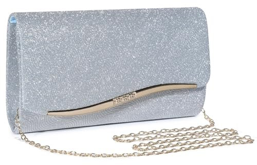 UBAYMAX Pochettes et Clutches Femmes, Sac de Soirée Femme, Bleu Pochette Sac a Main Femme pour Mariage Ceremonie, élégant Pochettes Sac de Soirée avec Amovible Chaîne pour Boule