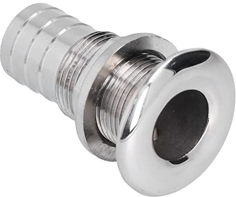 Tissting Borddurchlass Verschraubung 316 Edelstahl, Boot Durchgangsabfluss Anschlussarmaturen Gerade Drain Marine Thru Rumpf Armaturen Drain Joint für 1 Zoll Schlauch Wasserablassstopfen