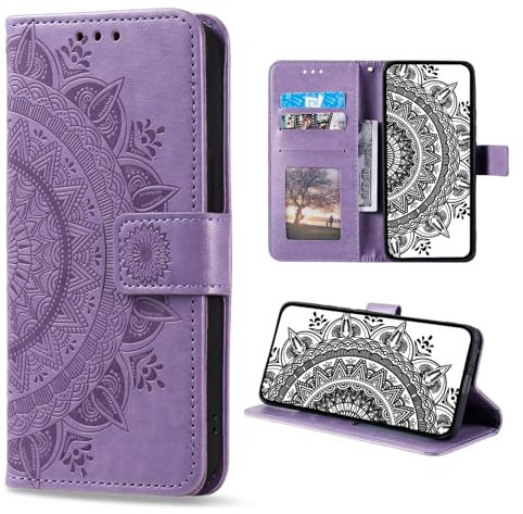 CASEONJAN Cover per Huawei P20 Lite, Pelle PU Custodia a portafoglio con scomparti per Slot Schede, Antiurto Flip Caso Cover per Huawei P20 Lite (Viola)