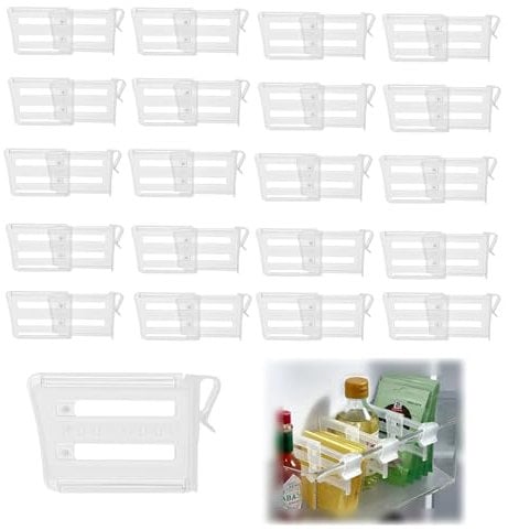 Scettar 20Pz Divisorio per Frigorifero,Separatore Frigorifero,Regolabili Frigorifero Porta Laterale Divisorio,Snap-on Mensola Divisori Organizzatori per Frigo,Separatori per La Casa Cucina Cassetto