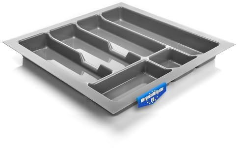 BigDean Universal Besteckeinsatz für Schubladen 50 cm - Zuschneidbar - Schubladeneinsatz aus Kunststoff 430x430mm - Besteckkasten silber-grau - Made in Europe