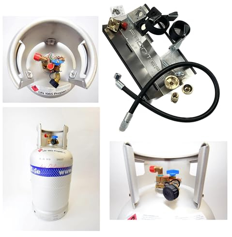 Alugas Travelmate LPG Tankflasche Autogas 11kg 27Liter + Einbauset 2 mit Wandhalterung Frontgas Easy