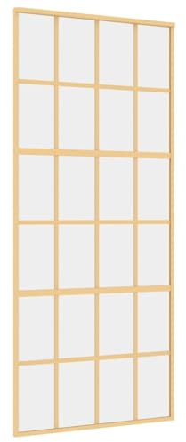 vidaXL Schiebetür Golden 90x205 cm ESG-Klarglas und Aluminium