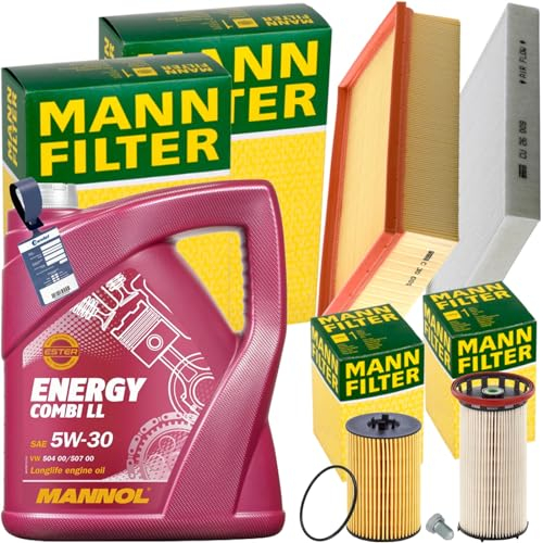 Inspektionspaket + 5L NRG 5W-30 Öl passend für A3 8V Golf 7 TDI