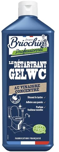 JACQUES BRIOCHIN - Détartrant gel WC - Nettoie en Profondeur et Détartre - 100% d'Ingrédients d'Origine Naturelle - Parfum Menthe - - Fabriqué En France - 750mL