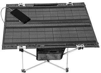 Technaxx Table de Camping Solaire Pliable 20 W TX-251 – Chargeur de Panneau Solaire Portable avec 2 Ports de Charge USB et Design Compact – Idéal pour Le Camping et l'extérieur