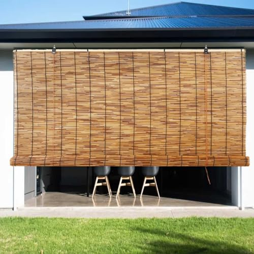 Bamboo Patio Shades Light Filtering Outdoor Roll Up Shades, Bamboo Porch Blackout Roller Blinds 36 48 72 84 62 inches Long Sunshade Window Treatment for Home Decor, Cordless(72 W x 84 H)