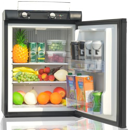 Smad 60L Gas Fridge, 3-Way Camping Fridge, 12V/240V/LPG for Campervan, Motorhome, Caravan, Farm, RV, Fishing Lodge - Quiet 0dB, 30mbar