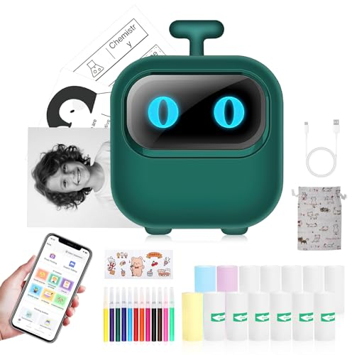 Mini Impresora para Movil, Mini Impresora Termica, Impresora Fotográfica Portátil Impresora Bluetooth Impresora Termica, Inalámbrico Impresora con 14 Rollo de Papel, Movil Impresora para Foto Nota