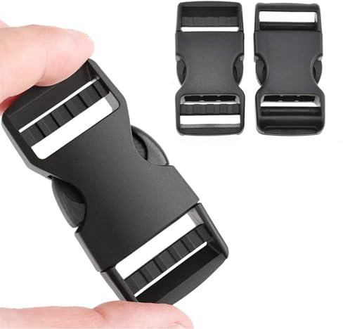 Moguri Lot de 2 boucles à clip en plastique de 25 mm - Double face - Fermeture à clic en plastique - Noir