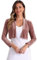 Allegra K Velvet Shrug for Women Long Sleeve Open Front Cardigan Cropped Bolero Jacket Dusty Pink M