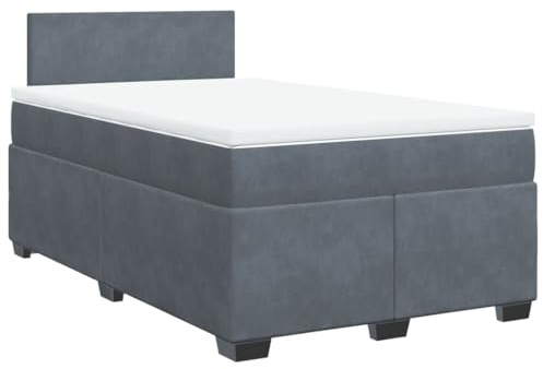 vidaXL Boxspringbett mit Matratze Dunkelgrau 120x200 cm Samt