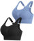 Litherday Sport BH Damen Push Up Sports Bra Starker Halt Sport BH Ohne Buegel mit Abnehmbar Gepolstert für Fitness Jogging Yoga, Schwarz+Dunst blau, XL
