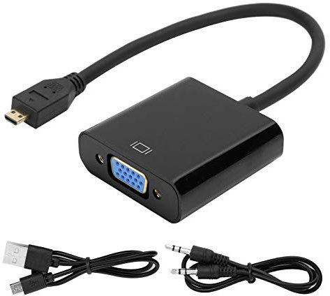 Ausla Micro Hdmi to Vga Micro-zu-VGA-Videoadapter für 4B, Vergoldeter Konverter mit Netzteil, Unterstützt 1080P, HDCP, 24K-Stecker, High-Definition-Übertragung Plug and Play (Micro zu VGA)
