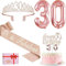 30. Geburtstag Frauen Deko, 30 Geburtstag Krone und Schärpe, Happy Birthday Tortendeko Kerzen, Luftballons Rosegold, Geschenke für Frauen 30 Jahre