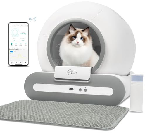 DOEL Upgrade Lettiera Autopulente 65L Grande Capacità, Tripla Protezione di Sicurezza, Vassoio Automatico per Lettiere per Gatti, APP Monitoraggio Salute, Adatta a Più Gatti con Tappetino e Fodere