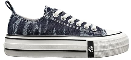 IVACHY Fashionable Women’s Platform Canvas Sneakers Classic Casual Chunky Thick-Soled Shoes Size UK
