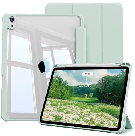 KVTVOU Funda para iPad (A16) de 11ª generación 2025, iPad de 10.9 pulgadas 2022, práctica fijación magnética, resistente y duradera, soporta Touch ID, Auto Wachen/Dormir, Verde Claro