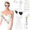 Dandin JGA Accessoires Frauen,Junggesellenabschied Frauen Accessoires, Schleier JGA Weiße, Bride to Be Schärpe, Braut Haarreif, Herzsonnenbrille Perlen, Armband,Tattoos Deko, JGA Tattoos Deko