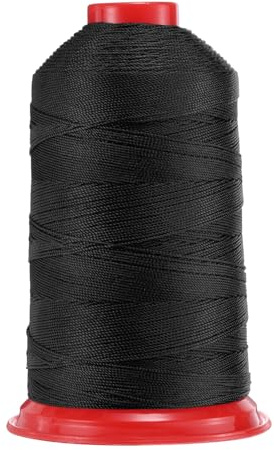 QUARKZMAN 700 Yardas Hilo de Coser de Nylon Bondado Tamaño 840D/3 Negro | Hilo de Tapicería de Nylon de Alta Resistencia, Hilo para Exteriores, para Cuero Jeans Y Artesanías de Tejido