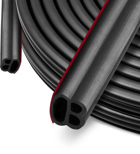 SUNWERK Türdichtung Dichtungsband Flexibel, Selbstklebend Gummidichtung Türrahmen Wasserdicht, Dichtungsband Fenster Tür Door Seal, Dichtungsstreifen Dichtungsgummi für Anti Kollision(Schwarz,6.2M)