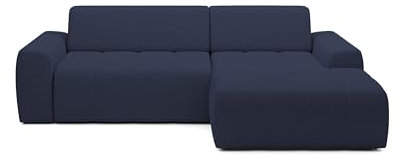 DomoHome Ecksofa Savio Freistehend, Mit Abriebfestem Kansas-Stoff, Maße 265x172x81cm, Ausziehbare Sitzfläche 206x92cm, Rechte Seite, Blau